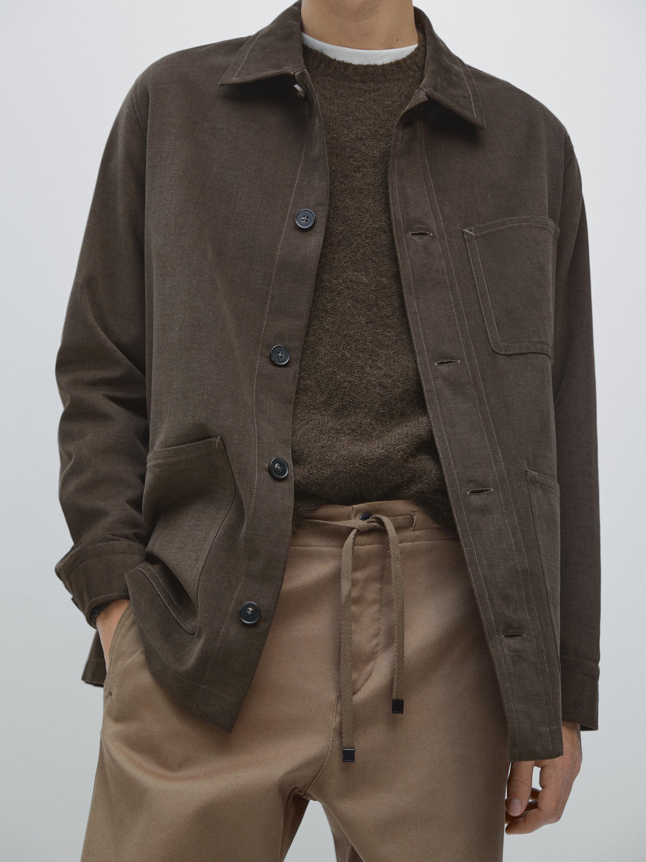 Twill overshirt with pockets